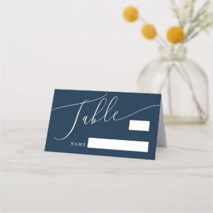 Cartão De Mesa Número da Tabela de Casamento Mínimo Azul-marinho