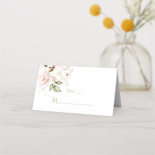Cartão De Mesa Número da Tabela de Frame Dourado Floral Cor-de-Ro