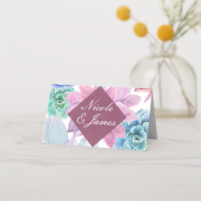 Cartão De Mesa Número da Tabela Fiesta Branca Moderna do Succult (Frente)