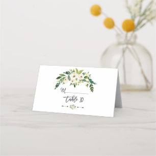 Cartão De Mesa Número da Tabela Floral de Bloqueio Branco Moderno