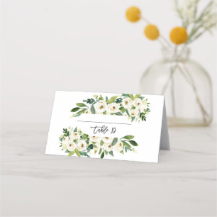 Cartão De Mesa Número da Tabela Floral de Manuscrito Branco