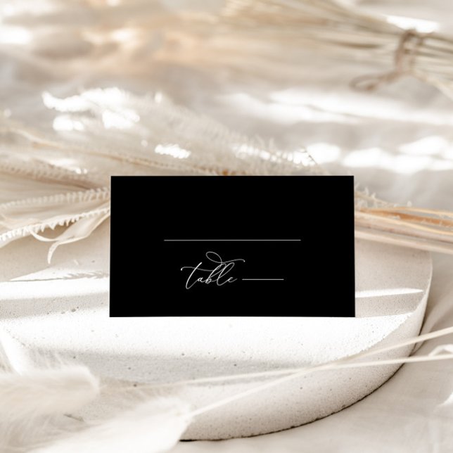 Cartão De Mesa Número da Tabela Negra de Casamento Elegante (Criador carregado)