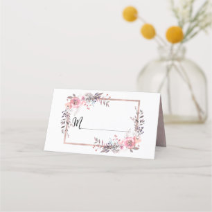 Cartão De Mesa Número de Mesa com Assento Nome Moldura Blush & Do