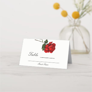 Cartão De Mesa Número de Mesa de Casamento Floral Rosa Vermelha E