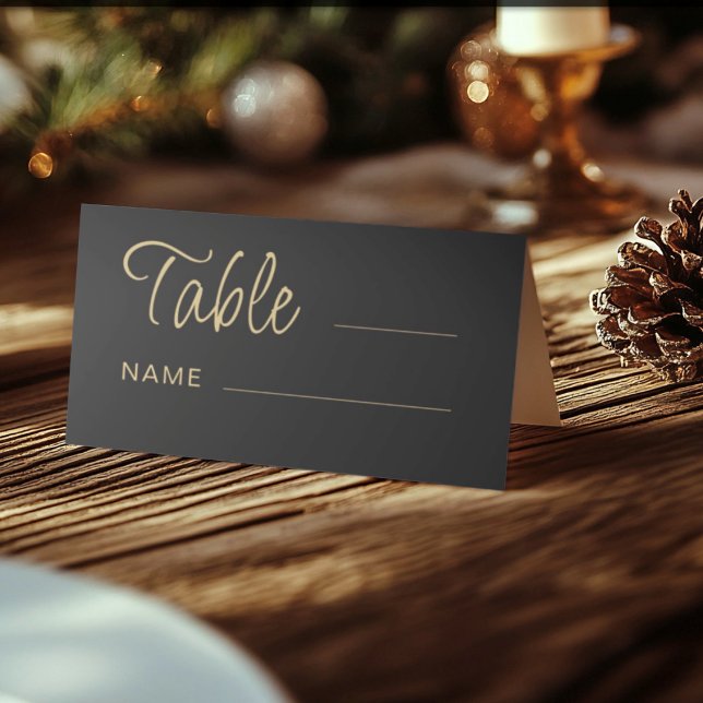 Cartão De Mesa Número de mesa de casamento preto e dourado modern (Criador carregado)