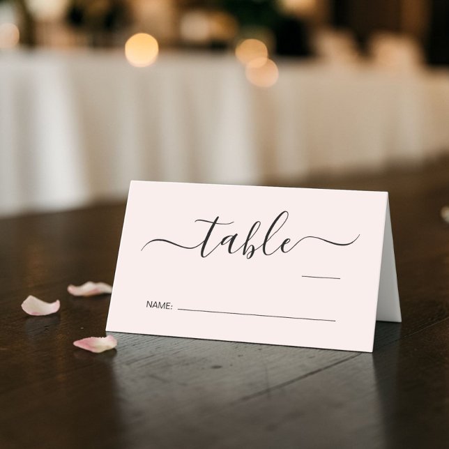 Cartão De Mesa Número de Mesa de Casamento Rosa Chic Script (Chic Script Pink Wedding Table Number Place Card)