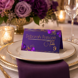 Cartão De Mesa Número de Mesa de Casamento Roxo Violeta Luminoso