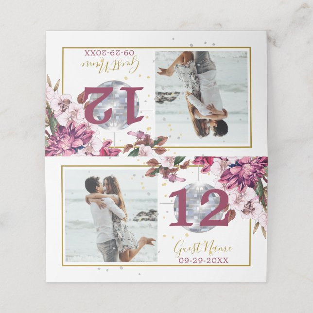 Cartão De Mesa Número de Tabela de Fotos Elegante Disco Dourada (Exterior/Desdobrado)