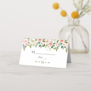 Cartão De Mesa Número de Tabela Dourada das Flores de Blush de Aq