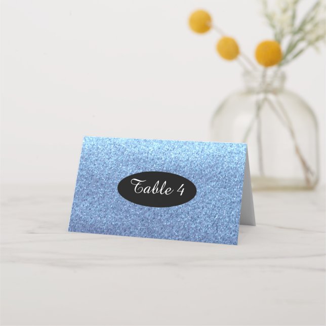 Cartão De Mesa Números de Assentos de Mesa com Brilho Falso Azul (Frente)