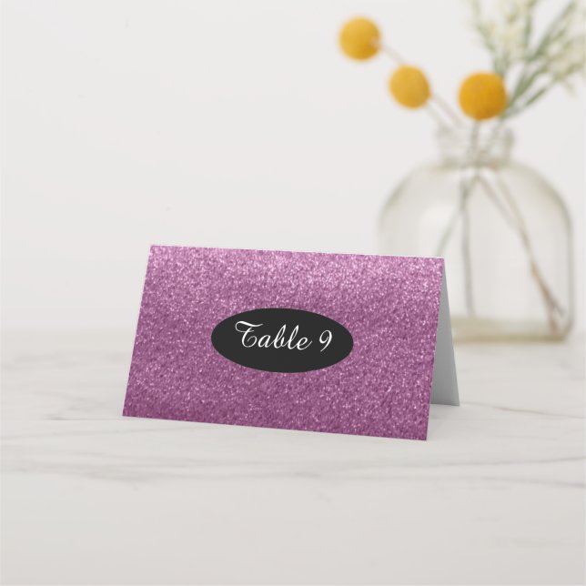 Cartão De Mesa Números de Assentos de Mesa com Brilho Falso Roxo (Frente)