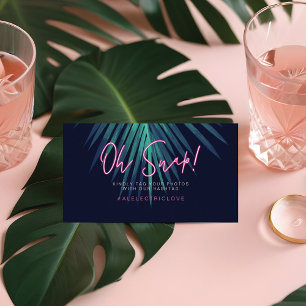 Cartão De Mesa "Oh Snap" Neon Pink Script Tropical Casamento Retr
