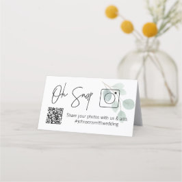 Cartão De Mesa OH SNAP QR Code Eucalyptus Foled mesa card