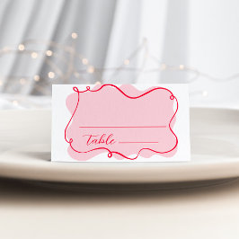 Cartão De Mesa Onda retrógrada, cor-de-rosa e chá de panela verme