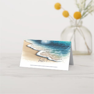Cartão De Mesa Ondas do Oceano Batendo na Praia Assentos para Cas