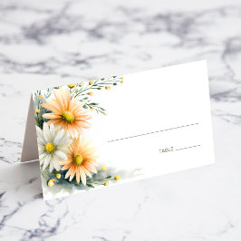 Cartão De Mesa Orange and White Daisies Wedding Place Card