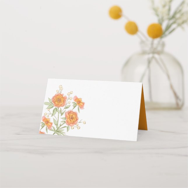 Cartão De Mesa Orange Rose Wedding Place Card (Frente)