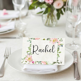 Cartão De Mesa Orçamento em branco belo quadro floral rosa casame