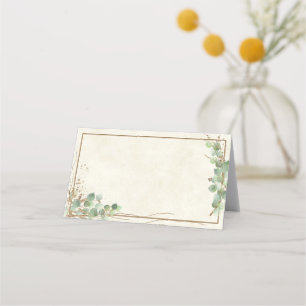 Cartão De Mesa Orçamento em branco Eucalipto e dourado casamento 