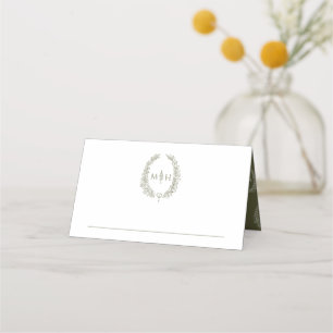 Cartão De Mesa Oval deixa monograma, verde-azeitona, casamento br
