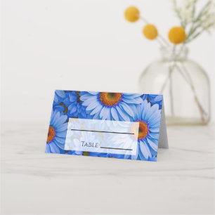 Cartão De Mesa Padrão azul-floral dos girassóis azuis