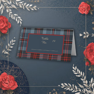 Cartão De Mesa padrão azul vermelho preto escocês-celta-tartã