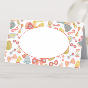 Cartão De Mesa Padrão de Borboleta Gráfico de Pastel Moderno