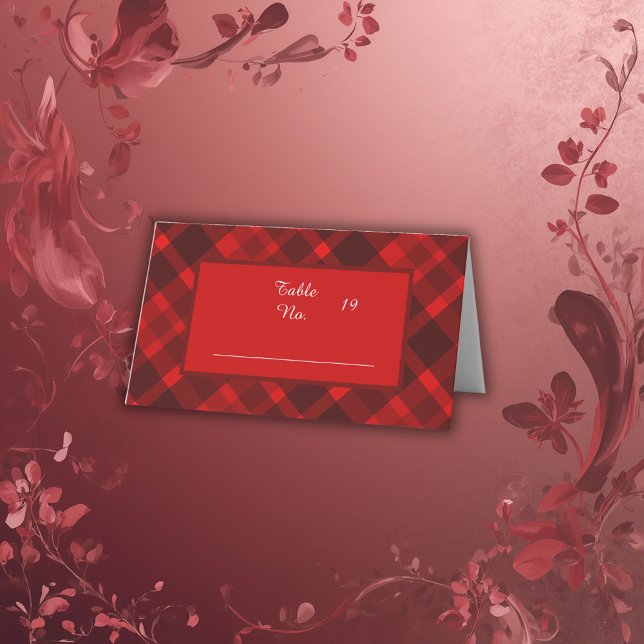 Cartão De Mesa padrão de casamento de tartã celta escocês vermelh (Criador carregado)