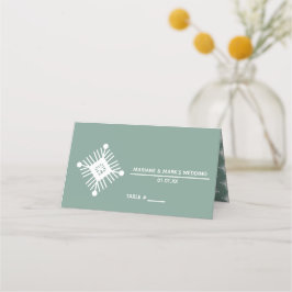 Cartão De Mesa Padrão de Flocos de Neve Verde Suave Casamento