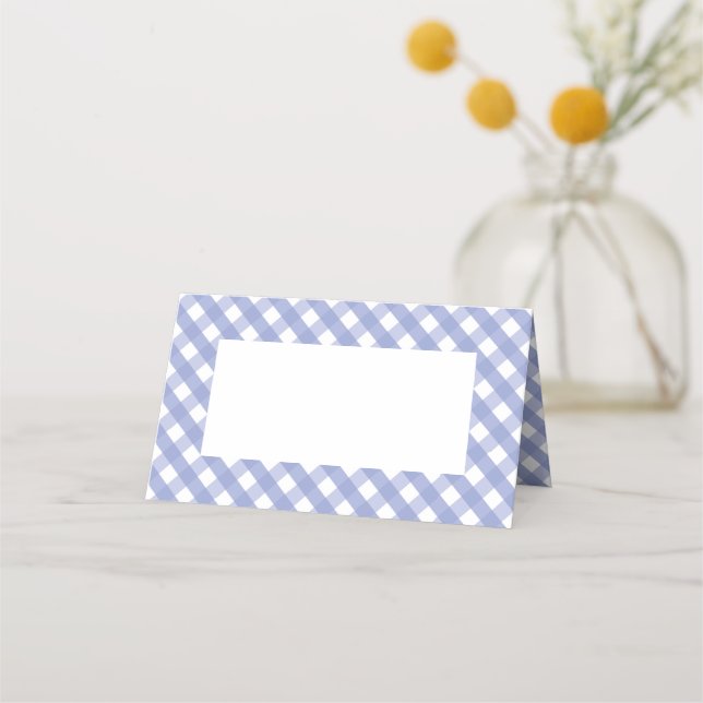 Cartão De Mesa Padrão de Verificação de Gingham Roxo (Verso)