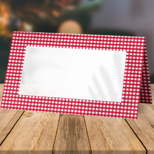 Cartão De Mesa Padrão do Verificador de Xadrezes Vermelha e Branc