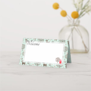 Cartão De Mesa Padrões de rena aquática Pastel verde qualquer cor