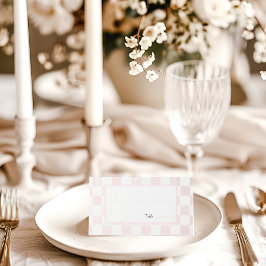 Cartão De Mesa Painted Pink Checkerboard Pattern Wedding