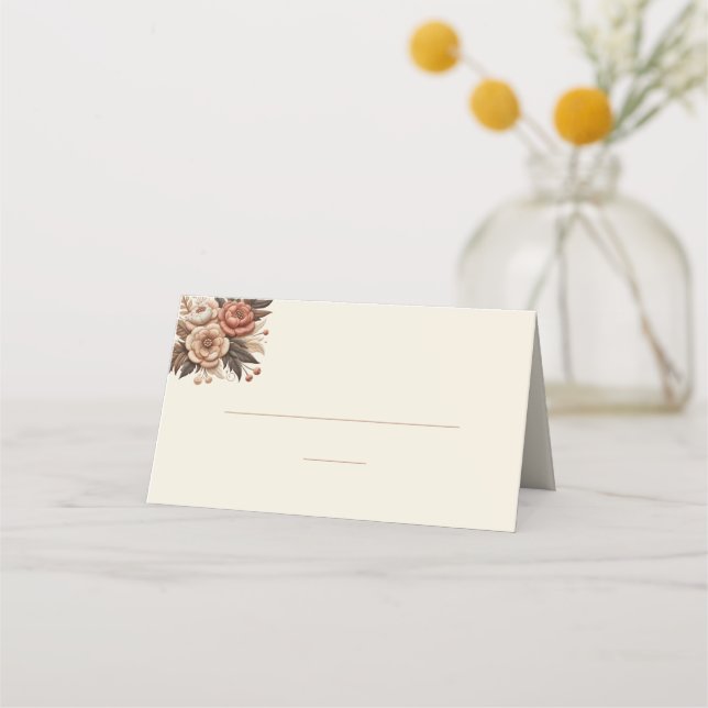 Cartão De Mesa País Elegante Moderno Ocidental- Floral (Verso)