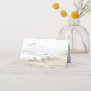 Cartão De Mesa Paisagem Aquarela Bege Pacífica
