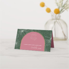 Cartão De Mesa Palm Sai e Green Beach Weding Place Card