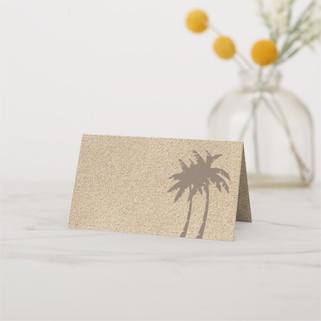 Cartão De Mesa Palm Trees & Beach Sand Foled Place Cards (Frente)