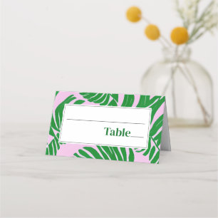Cartão De Mesa Palm Trees Rosa + Casamento Verde Moderno de Praia