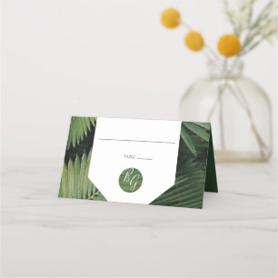 Cartão De Mesa Palma Tropical Sai do Cartaz de Casamento Verde