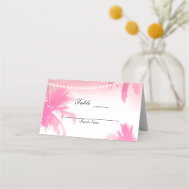 Cartão De Mesa Palmeiras Rosa Sonhadoras & Luzes Mesa Assento Loc