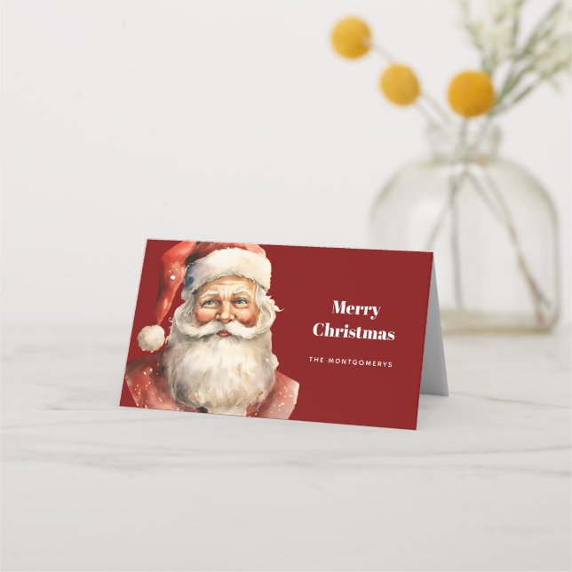Cartão De Mesa Papai Noel Natal Retrô (Frente)