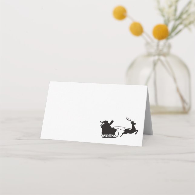Cartão De Mesa Papais noeis Sleigh E Reindeer (Frente)