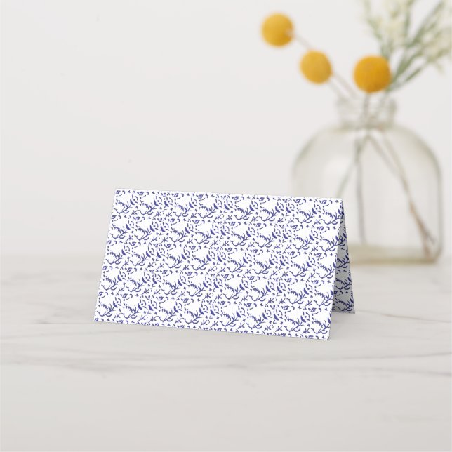 Cartão De Mesa Papel de embrulho azul e branco com um gráfico (Frente)