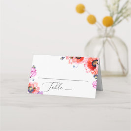 Cartão De Mesa Papoulas vermelhas flores. Casamento floral aquare