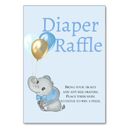 Cartão de mesa para rifa de fraldas Blue Elephant