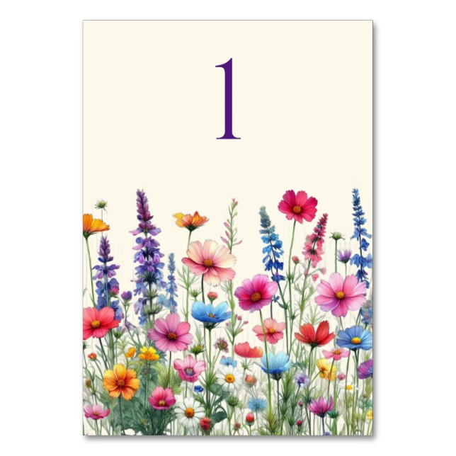 Cartão de Mesa para Sinfonia de Flores Selvagens (Frente)