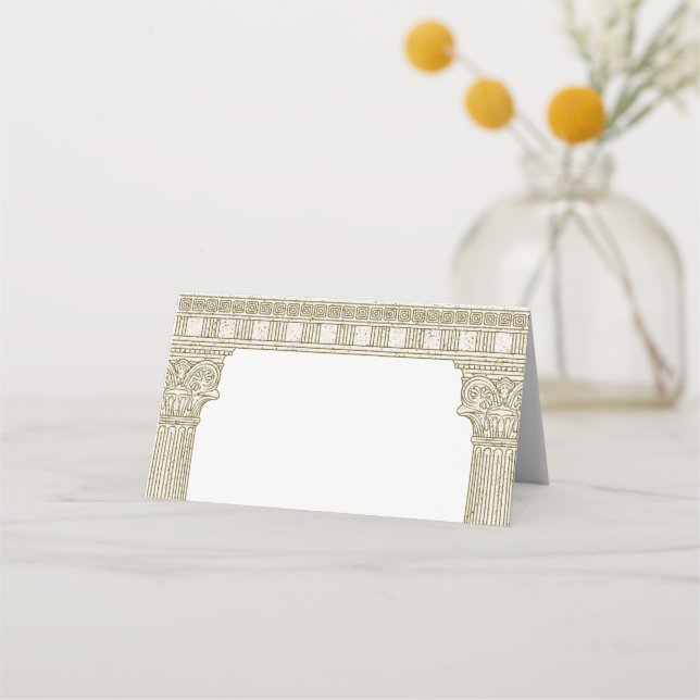Cartão De Mesa Partido Roma Antiga com colunas de templo elegante (Frente)