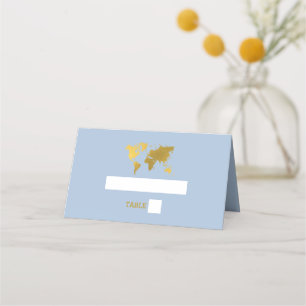Cartão De Mesa Passaporte de Casamento de Destino Mundial Azul Po