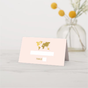 Cartão De Mesa Passaporte Rosa Bege Dourado para Casamento dos So