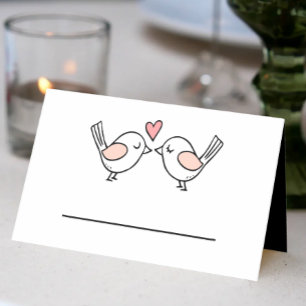 Cartão De Mesa Pássaros Bons Com Amor Amam Pássaros Rosa Casament